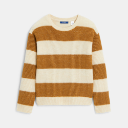 كنزة مخطّطة مضلّعة باللون البني للفتيات